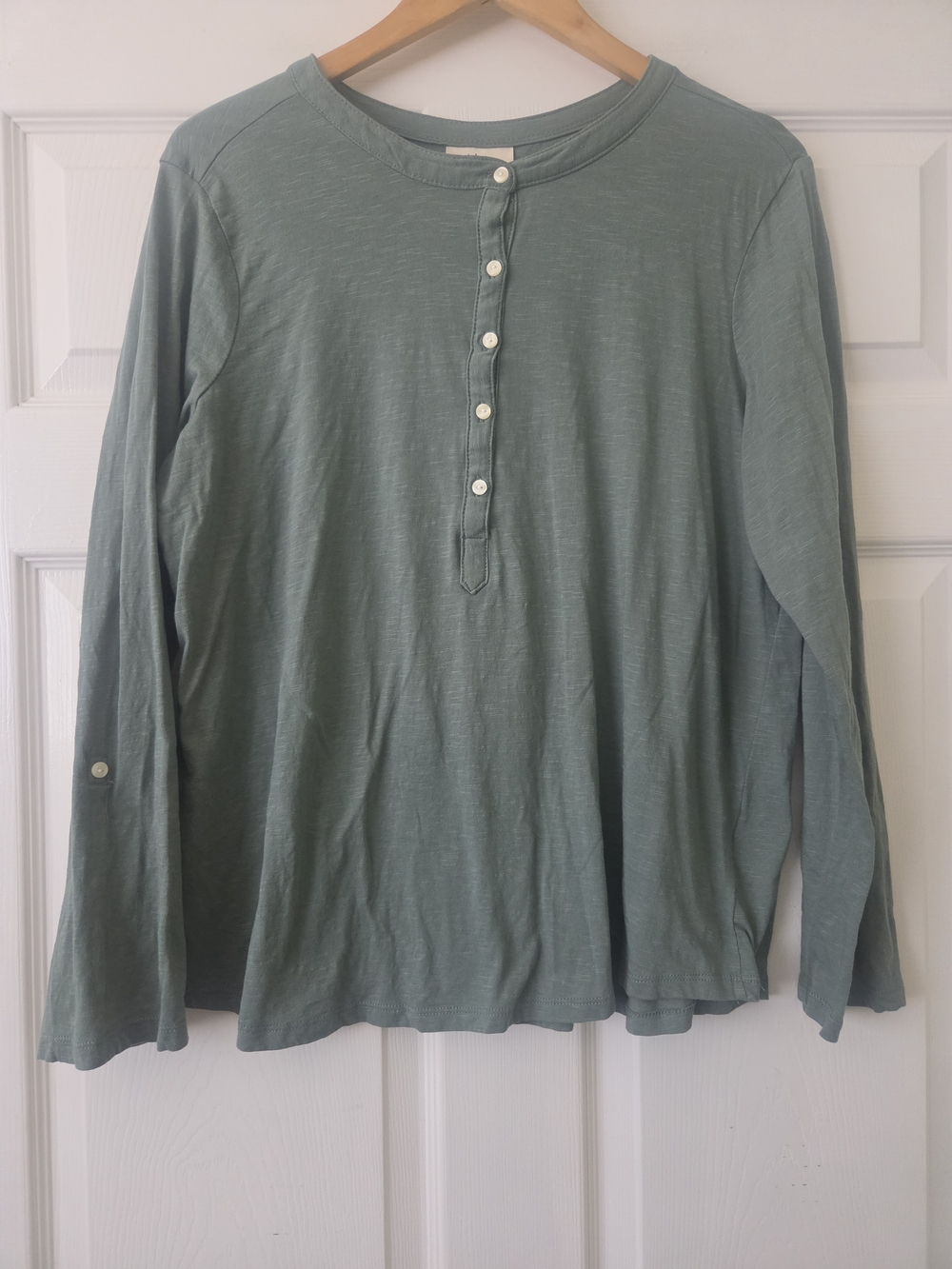 Style & Co. Long-Sleeve Henley in Sage Green
